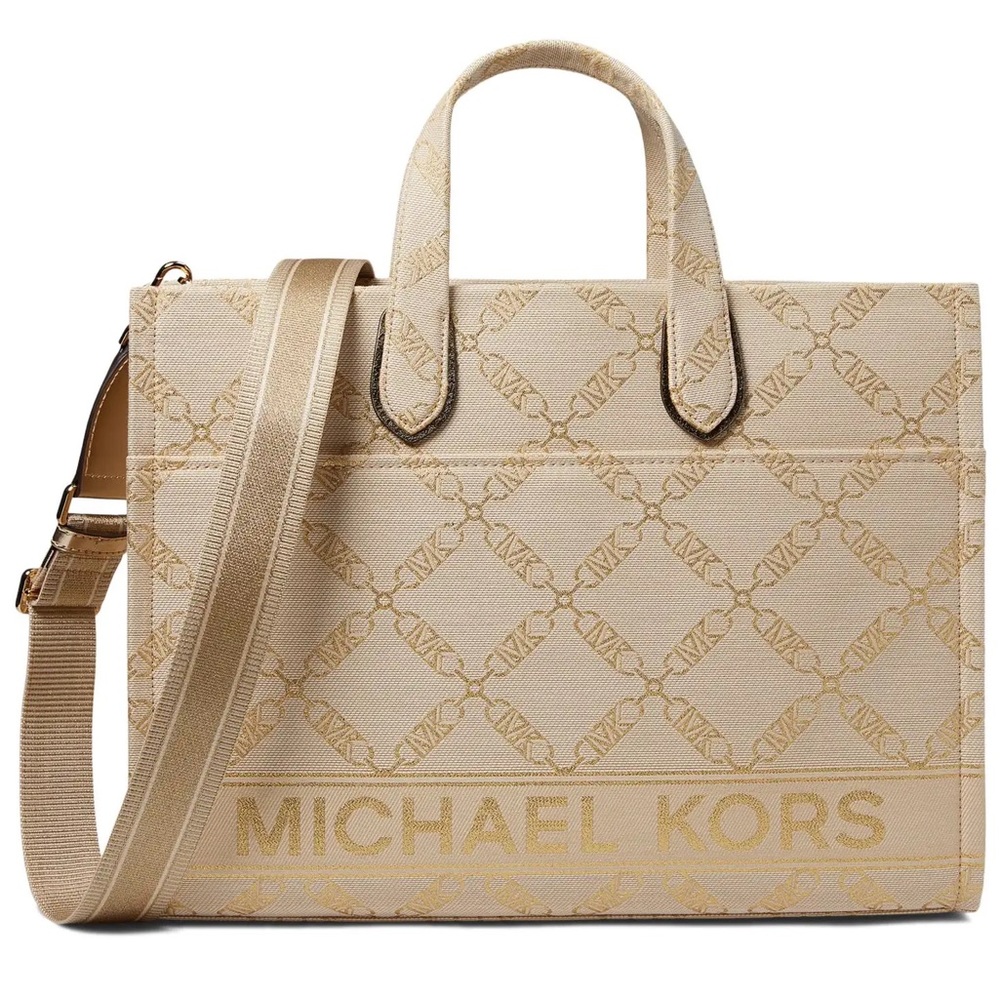 ✨NWT MICHAEL Michael Kors Gigi Large
Chain-Link Monogram Grab Tote Bag
